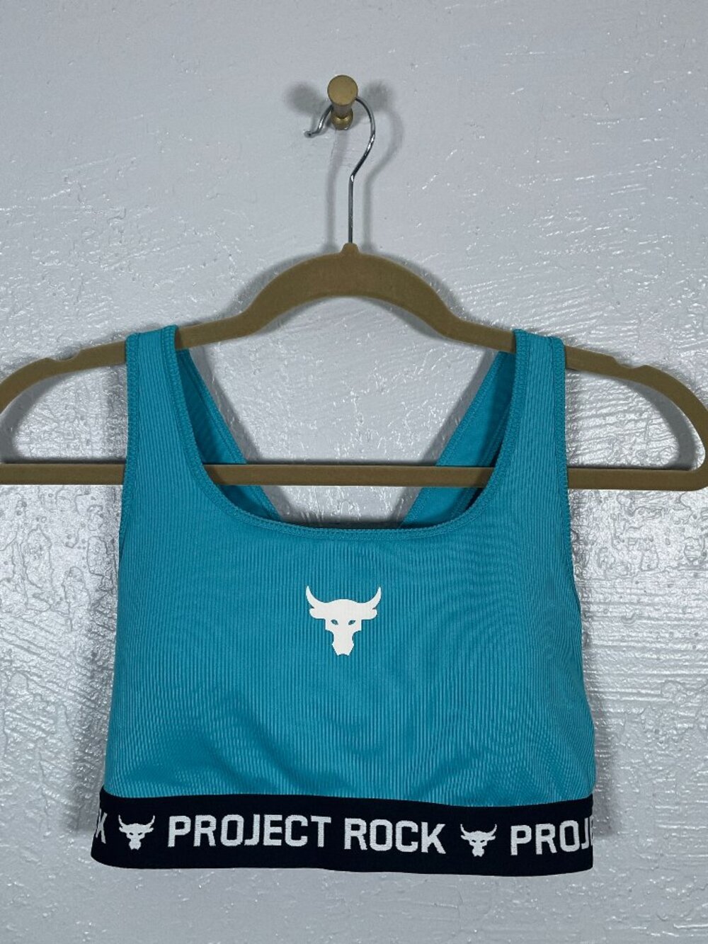 Under Armour Women L Blue Project Rock Crossback Sports Bra Athleisure Workout